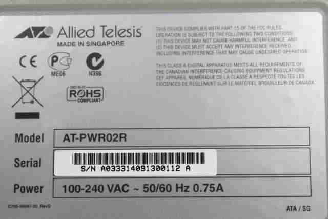 Allied Telesyn AT-PWR02R Hot Swappable Redundant Power Supply